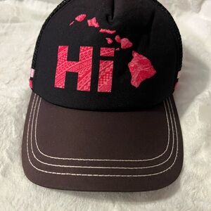 Black and Pink Hawaii (HI) Cap